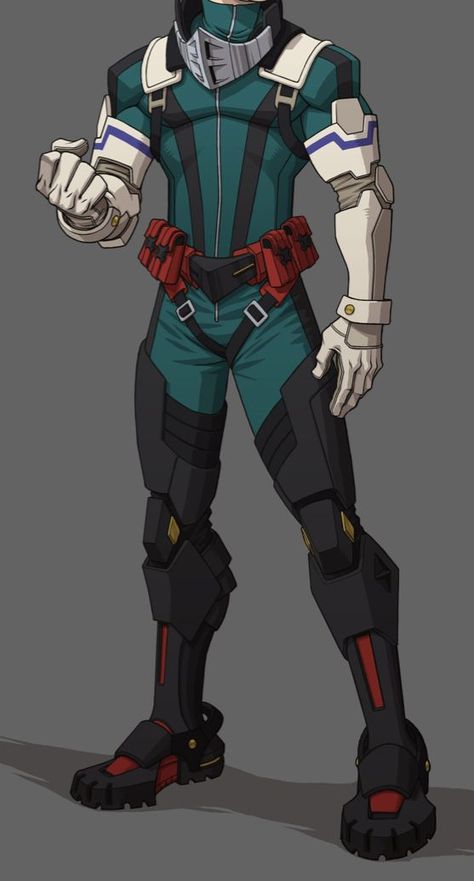 Deku Costume Design New, Deku Hero Costume Design, Mha Hero Costumes Ideas Male, Deku Costume Design, Izuku Midoriya Outfit, Midoriya Hero Costume, Deku Redesign, Deku Hero Suit, Bakugou Hero Costume