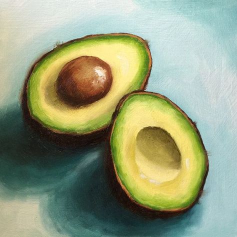 Avocado Painting, Fruit Art Drawings, Oil Painting Videos, Avocado Art, Still Life Fruit, Painting Nature, Food Painting, Oil Pastel Art, Still Life Oil Painting