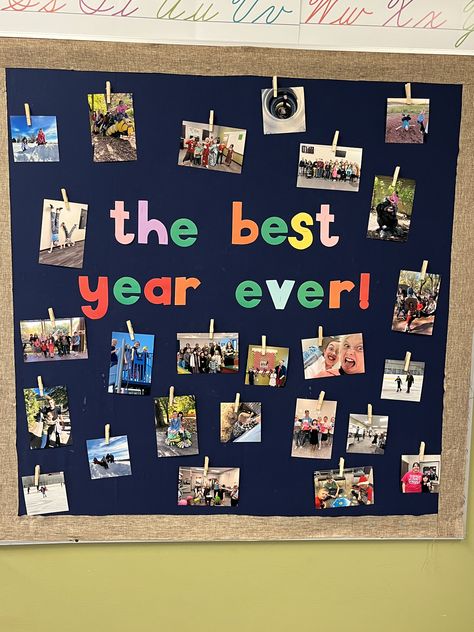 Bulletin Board Ideas For Pictures, Noticeboard Ideas Schools, Activity Room Decoration Ideas For Seniors, Classroom Photo Wall Bulletin Boards, Photo Wall Collage Classroom, Polaroid Board Ideas, Polaroid Classroom Ideas, Whole School Display Ideas, Classroom Picture Wall