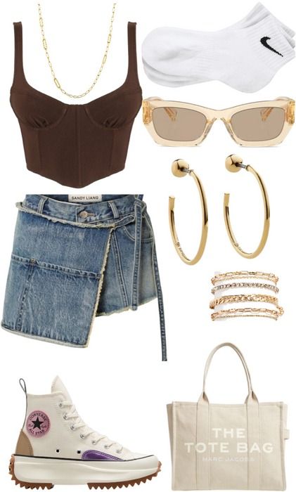 Coachella Outfit | ShopLook Coachella Inspired Outfits, Eyewear Logo, Converse Run Star Hike, Coachella Music Festival, Converse Run Star, Beach Anklets, Corset Crop Top, Coachella Outfit, Foot Jewelry