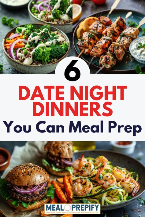 A collage showcasing vibrant and delicious meal prep ideas perfect for creating memorable date night dinners. Fun Recipes To Make As A Couple, First Date Food Ideas, Dinner Date Food Ideas, Easy Date Night Dinners At Home, Dinner At Home Aesthetic, Date Night Dinner Recipes For Two, Fun Meal Prep Ideas, Dinner Ideas Date Night, Easy Date Night Dinners