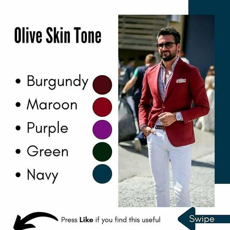 Skin Tone Dress Color, Skin Tone Dress, Mens Dress Shoes Guide, Olive Skin Tone, 2000s Fashion Trends, Navy Outfit, Dark Skin Men, Olive Skin, Color Combinations For Clothes