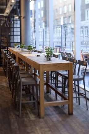 That will be great in my future kitchen.  The refinery, London, 2011 Post oak ... Bar Height Kitchen Table, Table Haute Bar, The Refinery, Communal Table, High Top Tables, Fusion Design, Pub Set, Pub Table Sets, Table Haute