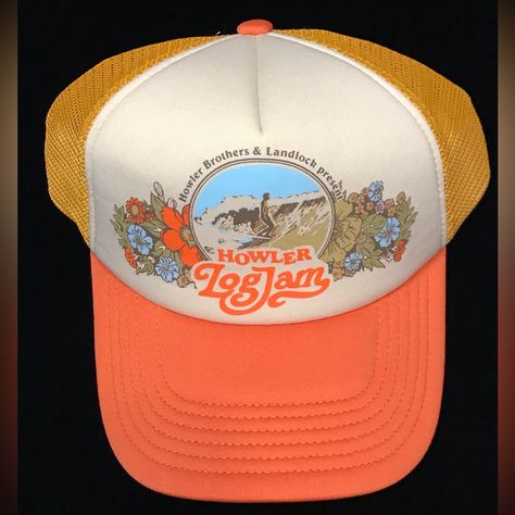 Howler Brothers And Landlock Log Jam Men's Snapback Trucker Hat Unworn This Is For A Hat Pre-Owned, But Unworn. Adjustable, Snapback Men's Hat. What You See Is What You Get. All Offers Welcome. Howler Brothers, What You See, Orange White, Color Orange, Hats For Men, Trucker Hat, Jam, Man Shop, Log