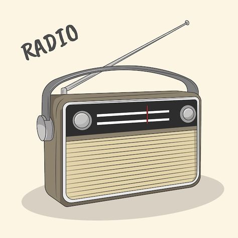 Vintage Radio Illustration, Marshall Radio, Radio Cartoon, Radio Illustration, Radio Drawing, Radio Reference, Radio Broadcasting, Flat Art, Retro Radio