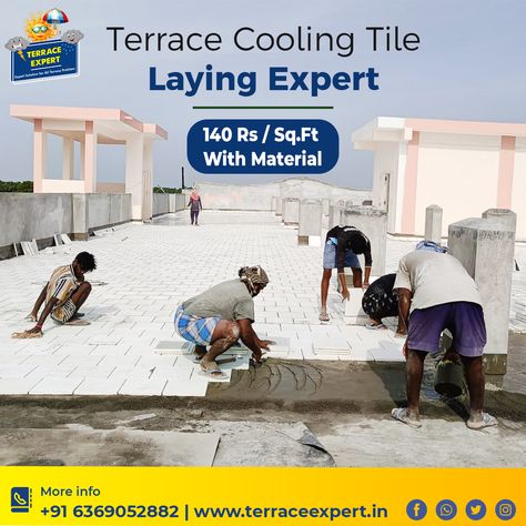 Transform your terrace into a cool oasis with Terrace Expert in Chennai. Our team of experts specializes in laying cool roof tiles to keep your home comfortable all year round. Discover the perfect blend of style and functionality for your terrace. Get started today! ✅ Call Us: +91 7845736780 | +91 6369052882 #terraceexpert #coolingtilelaying #rooftileslaying #terracetilelaying #weatheirngtile #tilelaying Terrace Tiles, Water Proofing, Cool Roof, Roof Tiles, Chennai, Oasis, Terrace, Roof, Get Started