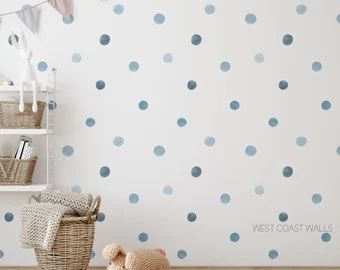 Boys Room Decals, Watercolor Dots, Polka Dot Wall Decals, Polka Dot Walls, Nursery Decals, Room Decals, Blue Nursery, Removable Wall Decals, Neutral Nursery