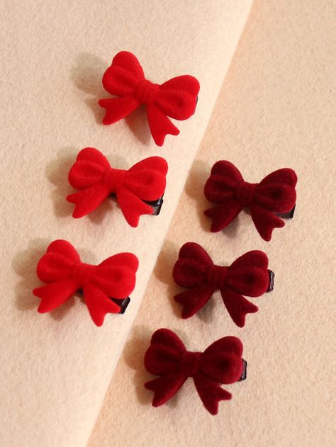 Red Casual   Plastic Plain Hair Clips    Kids Accessories Red Bow Hair Clip, Red Hair Clips, Micro Pigs, Squad Outfits, Perfect Skin Care Routine, Hair Accessories Clips, Kids Hair Accessories, Diy Hacks, Red Bow