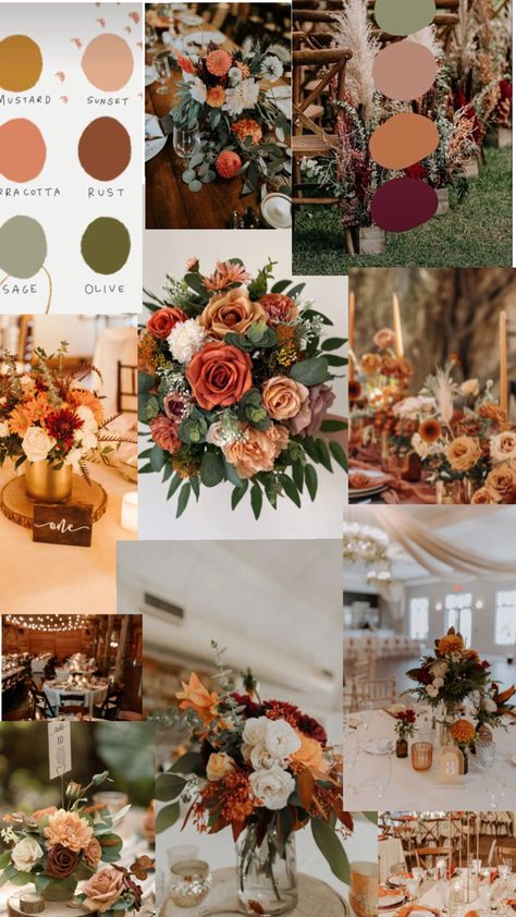 Fall Wedding Color Schemes, Wedding Color Pallet, Pallet Wedding, Green Themed Wedding, Dream Wedding Decorations, Fairy Wedding, Rustic Wedding Centerpieces, Wedding Set Up, Wedding Theme Colors