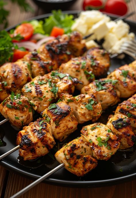 Learn How to Cook Chicken Skewers Grilled Recipe For Free | Recipes You'll Love, Made Easy! Chicken Skewers Grilled, Skewers On The Grill, Arabian Cuisine, Marinated Chicken Skewers, Grilled Skewers, Continental Cuisine, Trendy Recipes, Man Recipes, Chicken Skewer Recipe