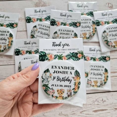 "Firs birthday favors with safari animals 🦁🦒🐘" Magnet Favors, Wild One 1st Birthday, 1st Birthday Favors, Personalized Magnets, Birthday Giveaways, Giveaway Gifts, Birthday Inspo, Safari Birthday, Boy First Birthday