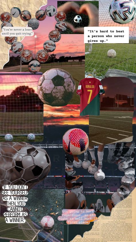 Soccer, soccer balls, soccer collage, sports, sports collage Soccer Collage Wallpaper, Football Vision Board, Soccer Aesthetic Pictures, Soccer Aesthetic Wallpaper, Soccer Collage, Aesthetic Soccer, Soccer Aesthetic, Soccer Season, Soccer Inspiration