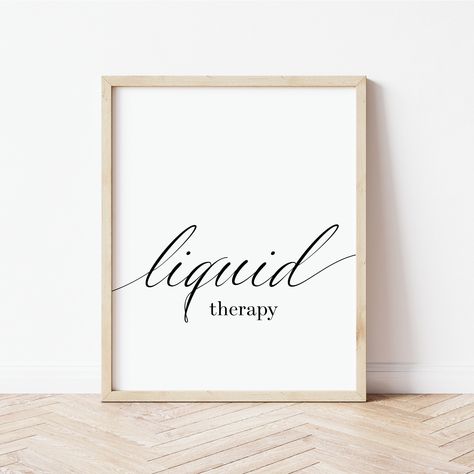 Liquid Therapy Printable Quote Script Font, Wine Wall Art, DIY Liquid Therapy Alcohol Bar Sign Download, For the Bar, Minimalist Home Decor by DesignsForPrint on Etsy Juice Bar Wall Art, Liquid Therapy Svg, Bar Cart Quote Board, Happy Hour Wall Art, Bar Printables, Bar For Home, Alcohol Signs, Alcohol Bar, Square Printables