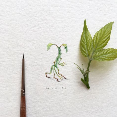 Bowtruckle "Fantastic Beasts and Where to Find Them".…" Bowtruckle Tattoo, Science Tattoos, Hp Tattoo, Aquarelle Painting, Ankle Tattoo Small, Fantastic Beast, Tiny Art, Harry Potter Tattoo, Harry Potter Tattoos