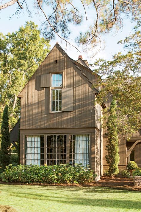 The Exterior: Side View Stained Wood House Exterior, Wood Look Siding Exterior, Home Exterior Colors, Home Exterior Colors Schemes, Bobby Mcalpine, Perspective Architecture, Exterior Materials, Brown House, Colors Schemes