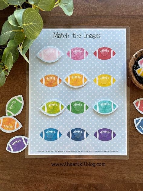 Free Printable Rainbow Football Matching Game Diy Matching Game, Football Activities For Toddlers, Football Activities For Preschool, Football Crafts Preschool, Free Printable Rainbow, Free Printable Bingo Cards, Football Crafts, Busy Binder, Printable Games For Kids