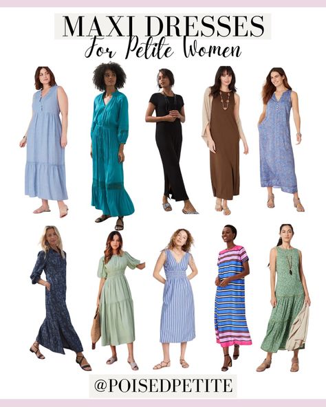 Long Dresses For Petite Women, Maxi Dress Petite Women, Maxi Dresses For Petite Women, Petite Maxi Dress Summer, Maxi Dress For Petite Women, Maxi Dress Outfit Casual, Dresses For Petite Women, Pear Fashion, Petite White Dress