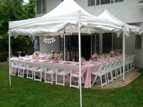 Tent Baby Shower Ideas Outdoor, Tent Party Ideas Backyards, Outdoor Baby Shower Ideas, Tent Baby Shower, Party Tent Decorations, Backyard Tent Wedding, Backyard Baby Showers, Backyard Tent, Backyard Dinner Party