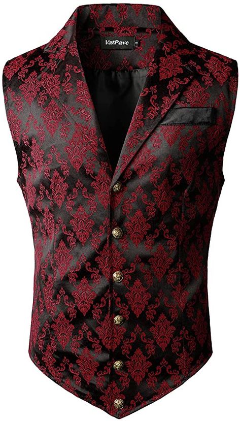 VATPAVE Mens Victorian Suit Vest Steampunk Gothic Waistcoat at Amazon Men’s Clothing store Mens Wastecoat, Men Waistcoat Outfits, Bridgerton Outfits Men, Mens Corset Vest, Gothic Mens Fashion, Victorian Goth Men, Men Corsets, Glided Glamour, Victorian Outfit Men