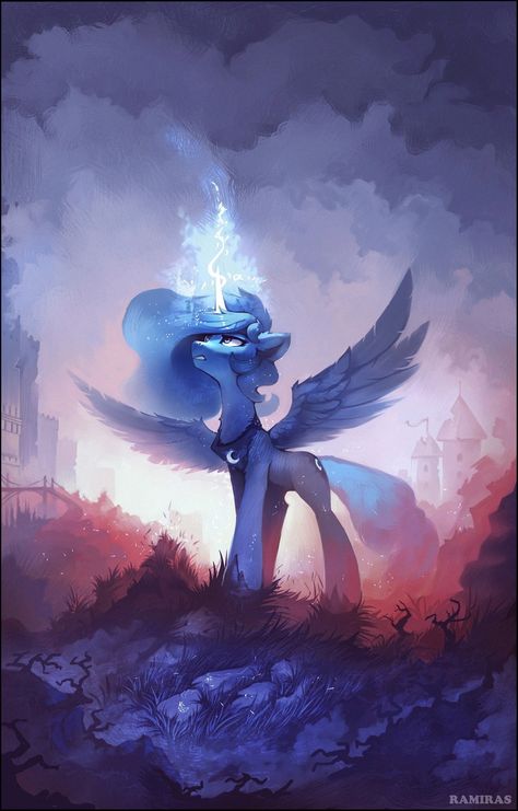 Luna Fanart, Fanfic Cover, My Little Pony Poster, Celestia And Luna, Mermaid Wallpapers, Nightmare Moon, Warrior Cats Art, My Little Pony Comic, Blue Horse