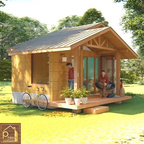 Bahay Kubo Inspired Houses, Tiny House Plans With Loft, Basic Floor Plan, Modern Bahay Kubo, Floor Plan With Dimensions, Tiny House Camper, House Plan With Loft, Bahay Kubo, Bedroom Porch