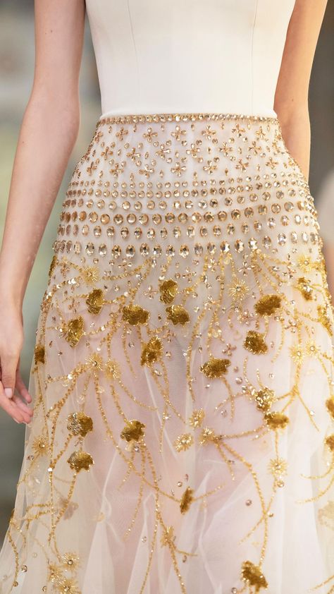 georgeshobeika on Instagram: Intricate beading and embroidery beautify the light and breezy fabric of this #GeorgesHobeika Ready-To-Wear Spring-Summer 2022 design.… Sequin Embroidery Dress, Rtw Dress, Sitara Work, Soiree Outfit, 2022 Design, Museum Fashion, Crystal Embroidery, Intricate Beading, Dress Fabrics