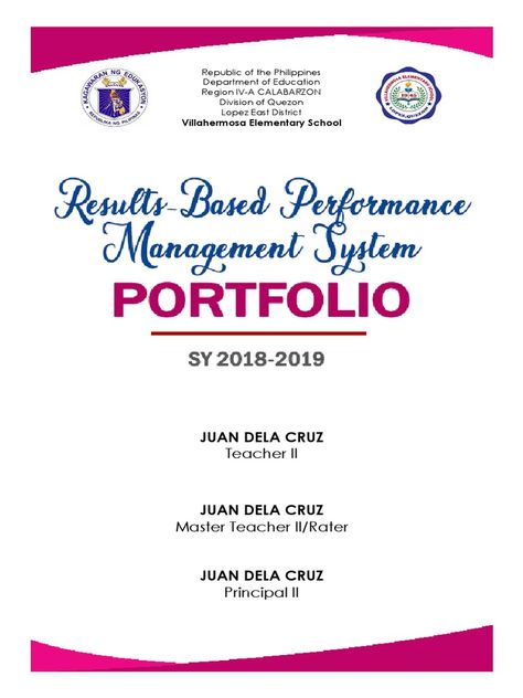 Rpms Portfolio Cover Work Immersion Portfolio, Education In The Philippines, Work Immersion, Portfolio Cover Design, Special Education Law, School Results, Teacher Portfolio, Performance Management System, Teaching Portfolio