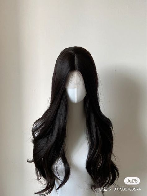 Kawaii Wigs Black, Wenlcv Hair, Korean Black Hair, Asian Hair Inspo, Pretty Hair Cuts, Black Hair Wigs, Hair Inspiration Long, Long Hair Wigs, Hairstyles For Layered Hair