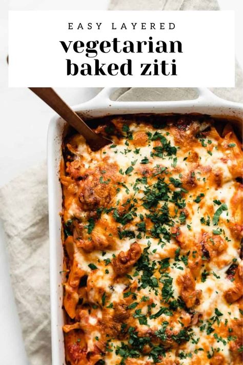 Easy Ziti Recipes, Baked Ziti Vegetarian, Easy Ziti, Vegetarian Baked Ziti, Pasta Tomato Sauce, Winter Vegetarian Recipes, Pasta Tomato, Easy Baked Ziti, Ziti Recipes