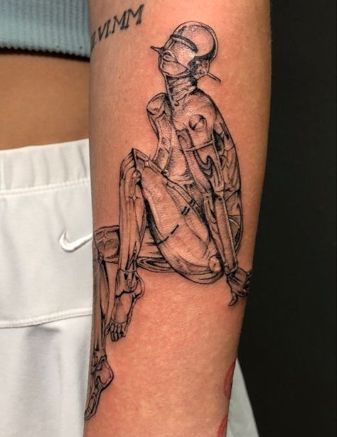 Futuristic Tattoo, The Weeknd Tattoo, Robot Tattoo, Funky Tattoos, Men's Small Tattoo, Writing Tattoos, Calf Tattoo, Women's Tattoo, Tattoo Illustration