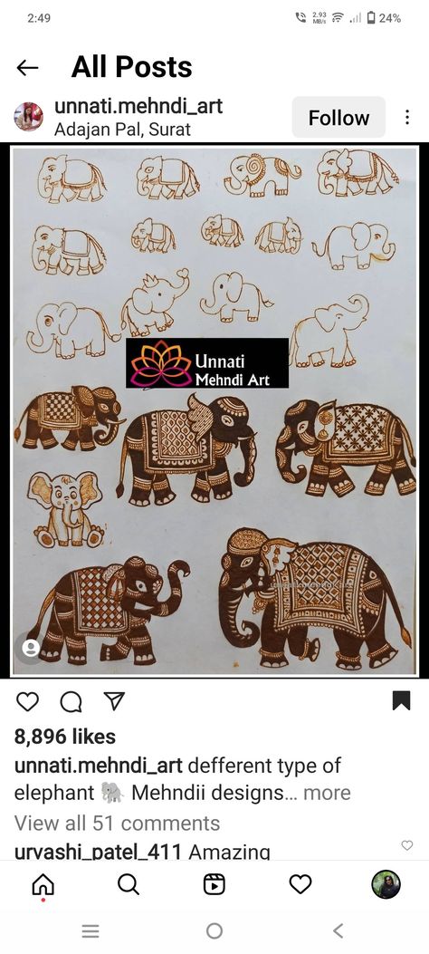 Bridal Figures Mehndi Designs, New Figure Mehndi Designs, Elephant Mendhi Design, Mhendi Design Unique Elephant, Mehandi Figure Designs, Mehandi Book Design, Mehndi Designs With Elephants, Elephant Mehendi Design Step By Step, Elephant Drawing Mehandi