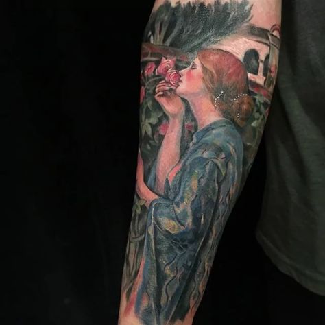 "Soul Of The Rose" by John William Waterhouse, Tattoo by Stephanie Brown Waterhouse Tattoo, Soul Of The Rose, Waterhouse Paintings, John Waterhouse, Stephanie Brown, John William Waterhouse, Book Tattoo, Unique Tattoo, Abstract Tattoo