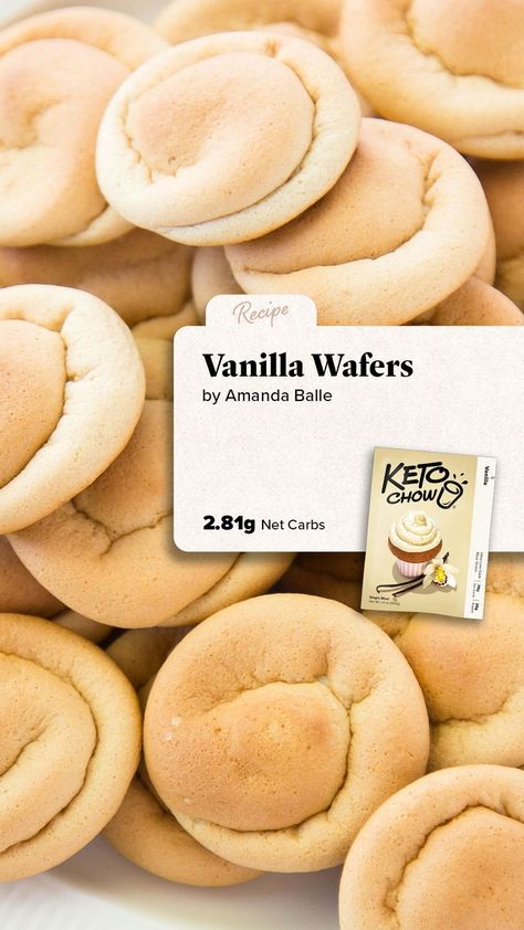 Perfect for ice cream, these vanilla wafers are crispy and keto-friendly. Keto Chow, Banana Snacks, Vanilla Recipes, Delicious Snacks, 2000 Calorie Diet, Vanilla Wafers, High Protein Low Carb, Breakfast Dessert, Dessert Drinks