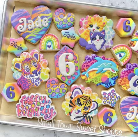 Lisa Frank Cookies Decorated, Lisa Frank Themed Party, Lisa Frank Cookies, Lisa Frank Birthday Party Decorations, Lisa Frank Party Ideas, Lisa Frank Birthday, Lisa Frank Party, Cheetah Birthday Party, Lisa Frank Birthday Party