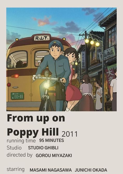 Ghibli Polaroid, Studio Ghibli Movie List, From Up On Poppy Hill, Poppy Hill, Studio Ghibli Poster, Up On Poppy Hill, Casa Club, Animated Movie Posters, Best Romance Anime