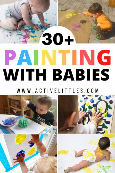 easy painting with babies Painting Activities For Infants, Painting With One Year Olds, 16 Month Old Art Activities, Art For 6 Month Olds, Crafts For A 15 Month Old, 6 Month Old Painting Ideas, Paint Activities For Infants, 8 Month Old Art Projects, 16 Month Old Craft Ideas