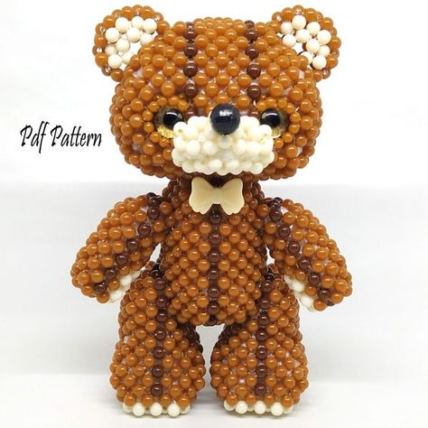 Beading Tutorial Pattern: Teddy Bear #BeadingPatterns #BeadingPatternsFree #BeadingPatternsFreeTutorials 3d Beaded Patterns, 3d Beaded Animals Patterns, Pattern Teddy Bear, Drawing Patterns, Computer Drawing, Бисер Twin, Drawing Pattern, Beads Pictures, Seed Bead Tutorial