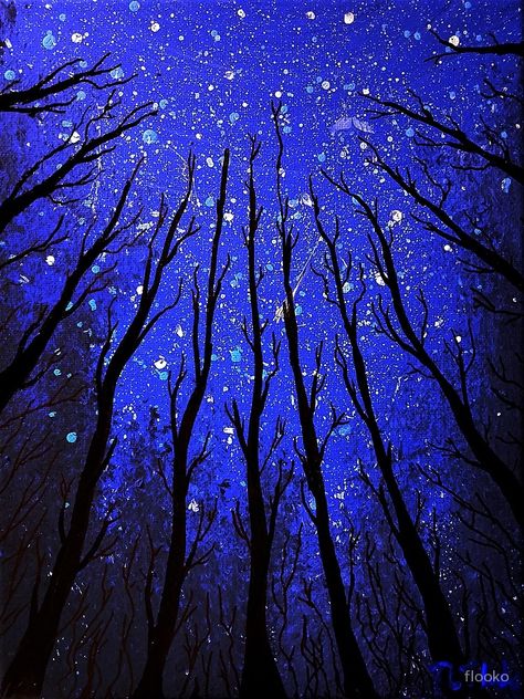 "Star Gazer" Canvas Print by flooko | Redbubble Painting Ideas Easy Simple, Simple Oil Painting, Painting Ideas Easy, Night Sky Painting, Acrylic Painting Ideas, Art Projects For Adults, Painting Ideas On Canvas, Galaxy Painting, Diy Art Projects