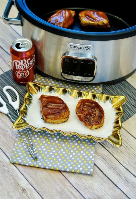 Are you running out of dinner ideas?  Try this! Slow Cooker Dr Pepper Pork Chops!  #dinnerideas #porkchops #drpepper #recipe #recipes #slowcookerrecipe #crockpotrecipe #slowcookerpork #slowcookerporkchops #crockpotpork #crockpotporkchops Dr Pepper Pork Chops Crock Pot, Dr Pepper Pork Chops, Barbeque Pork Chops, Dr Pepper Pork, Pepper Pork Chops, Pork Chop Brine, Doctor Pepper, Pepper Pork, Homemade Brownies Easy