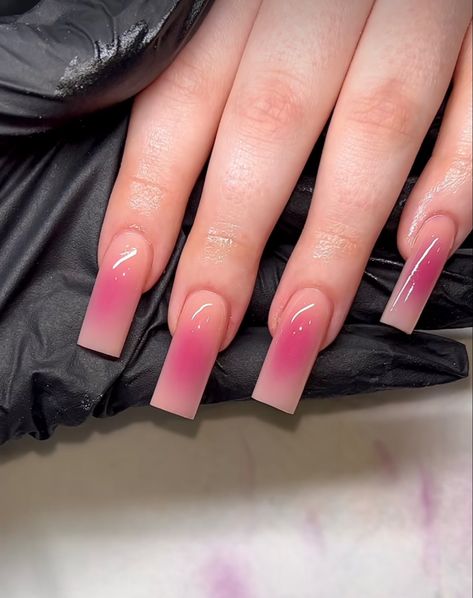 Aura Nails Multicolor, Cute Aura Nails, Nail Ombre Ideas, Simple Acrylic Nails Square, Square Aura Nails, Simple Gel X Nails, Aura Nails Square, Airbrush Acrylic Nails, Pink Airbrush Nails