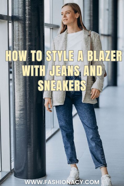 How to Style a Blazer With Jeans and Sneakers Blazer With Jeans And Sneakers, Style A Blazer With Jeans, Blazers With Jeans, Style A Blazer, Dinner With Friends, Blazer With Jeans, Fashion Tips For Women, Casual Dinner, How To Style