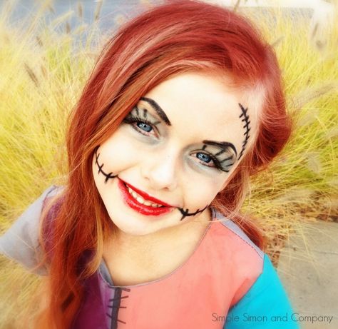 The Nightmare Before Christmas Sally Inspired Dress Kids Halloween Face, Sally Halloween Costume, Sally Makeup, Face Painting Halloween Kids, Nightmare Before Christmas Kids, Nightmare Before Christmas Costume, Sally Costume, Christmas Fancy Dress, Christmas Face Painting