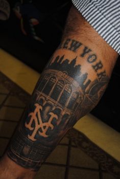 Ny Mets Tattoo, New York Mets Tattoo, Field Tattoo, Ny Tattoo, Sport Tattoos, Citi Field, Sports Pics, Leg Sleeve Tattoo, Ny Mets