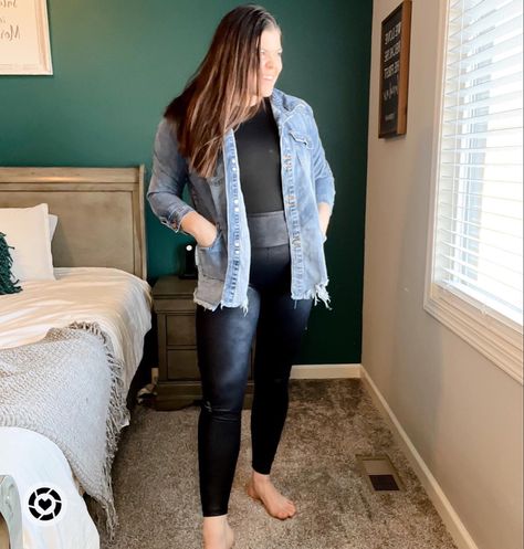 Faux leather leggings from Amazon #midsize Faux Leather Leggings Outfit, Leather Leggings Outfit, Midsize Fashion, Leggings Outfit, Leather Moto, Faux Leather Leggings, Leather Leggings, Outfits With Leggings, Curvy Fashion