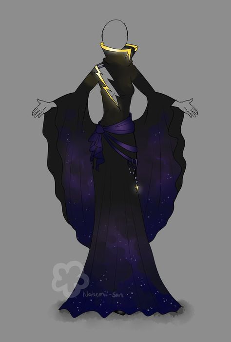 Stormy Night Dress - closed by Nahemii-san on DeviantArt Art Outfits, Stormy Night, Dress Sketches, Dress Drawing, Anime Dress, Fashion Design Drawings, Drawing Clothes, Fantasy Clothing, Fantasy Fashion