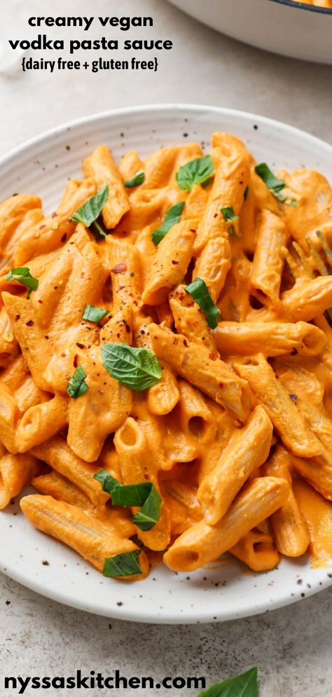 Pasta Gluten Free Dairy Free, Pasta Recipe Dairy Free, Gluten Free Dairy Free Creamy Pasta, Vegan Vodka Pasta Sauce, Vegan Vodka Pasta Recipes, Cashew Cream Pasta Recipe, Gluten Free Dairy Free Pasta Dishes, Gluten Dairy Free Pasta Recipes, Pasta Sauce Recipes Dairy Free