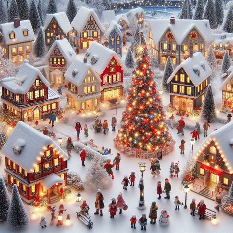 Snowy Christmas Village, Christmas Village Decor, Tree Diorama, Miniature Village, Train Table, Snowy Christmas, Merry Christmas Gift, Holiday Village, Merry Christmas Gifts