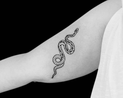 Little snake tattoo Snake Around Arm Tattoo, Black Snake Tattoo, Snake Tattoo Meaning, Small Snake Tattoo, Wrist Tattoos Girls, Bali Tattoo, Tattoo Website, Around Arm Tattoo, Small Snake