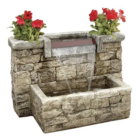 Florence&NewItalianArtCompany Newport Cast Stone Planter Fountain | Wayfair Planter Fountain, Outdoor Wall Fountains, Kolam Air, Kolam Koi, Stone Planter, Forest Brown, Diy Garden Fountains, Fountains Backyard, Backyard Garden Landscape