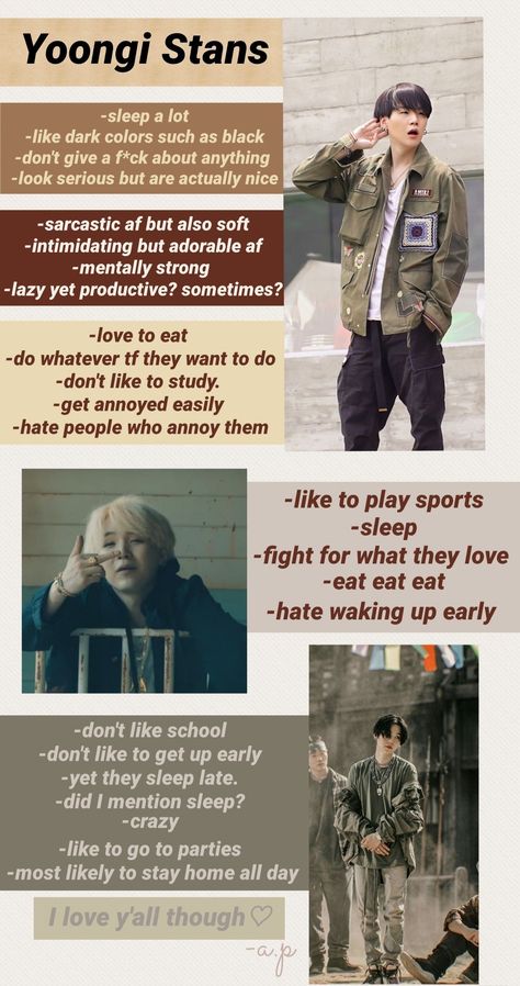 Suga Stans Personality, Yoongi Personality, Yoongi Stans Personality, Suga Personality, Suga Lyrics Quotes, Yoongi Boyfriend Material Lockscreen, Yoongi Inspired Outfits, Min Yoongi Quotes, Suga Journal